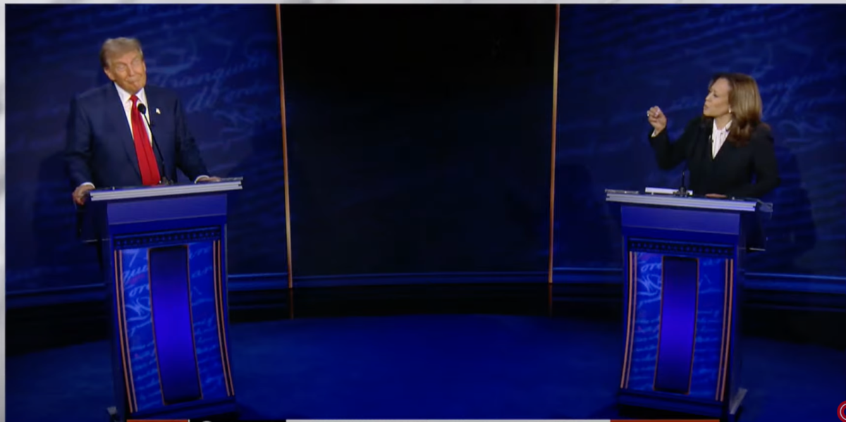 Screenshot of the live Sept. 10 debate between Vice President Kamala Harris and former President Donald Trump.